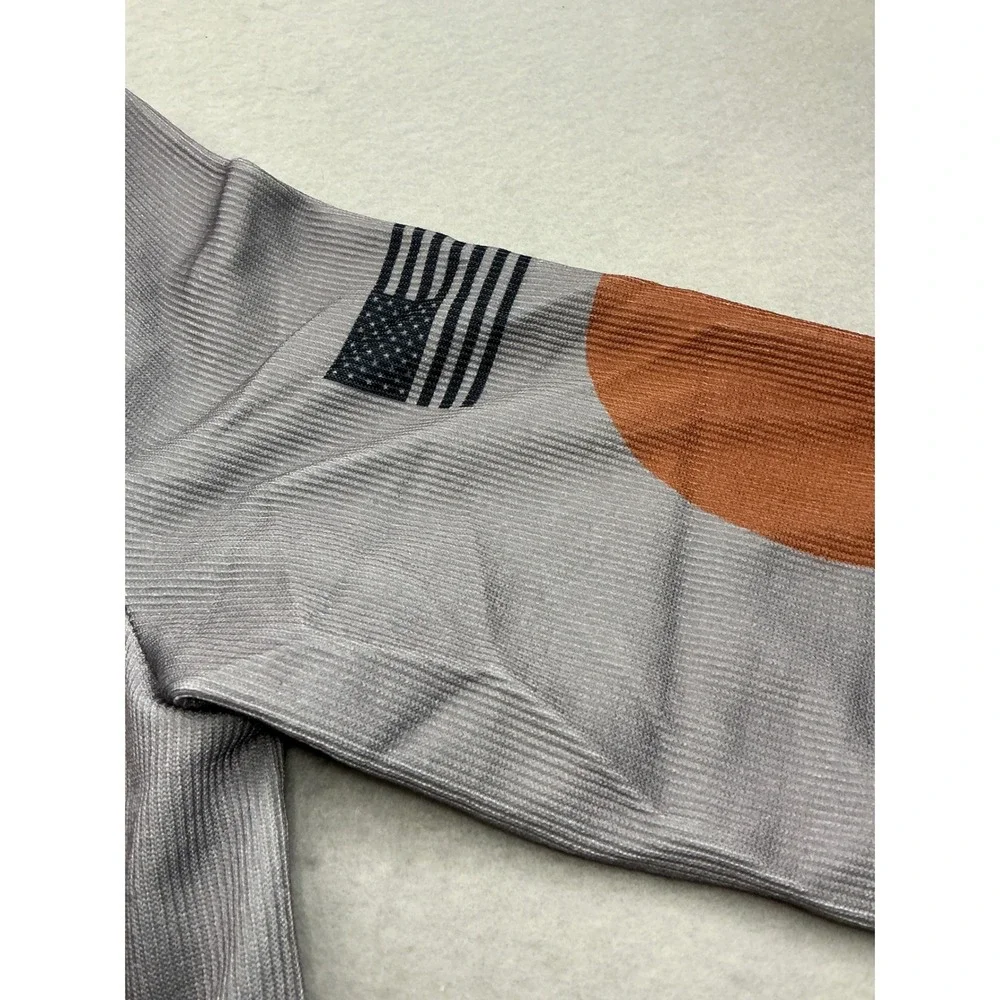 Ribbed Quarter‎ Zip Freedom Graphic Pullover XL Grey Streetwear NWT